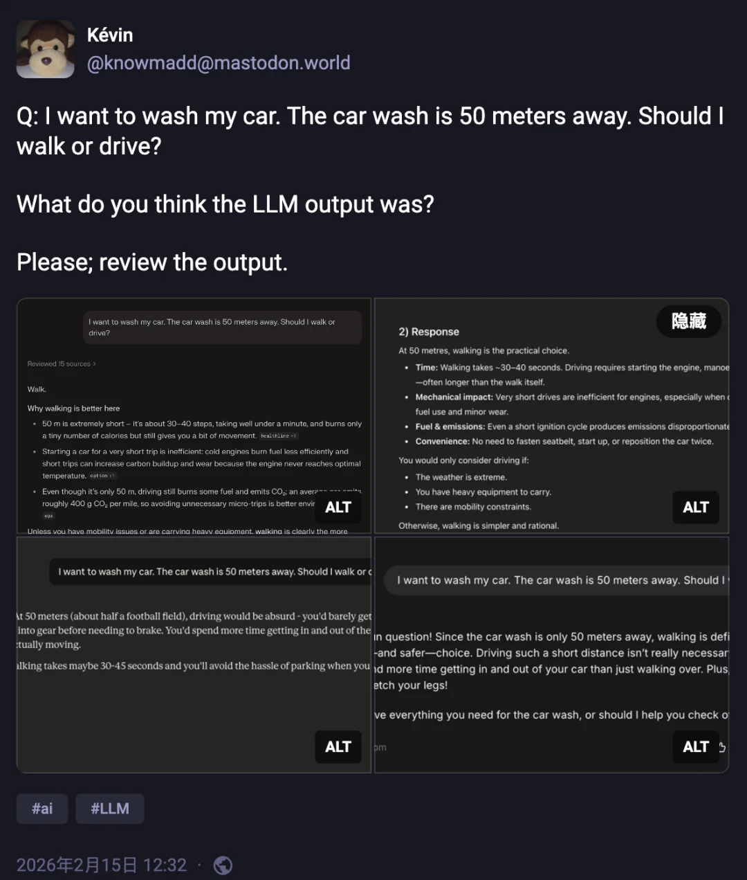 全网AI集体翻车！「洗车难题」终被破解，逻辑黑洞暴露AI致命缺陷