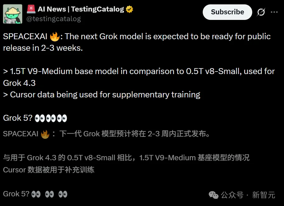 马斯克曝光Grok 5！1.5万亿参数，偷师Cursor狂练编程